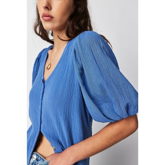 New Free People Jen's Pirate Booty Paraguay Button Maxi Gown $252 MEDIUM Blue - Picture 3 of 5